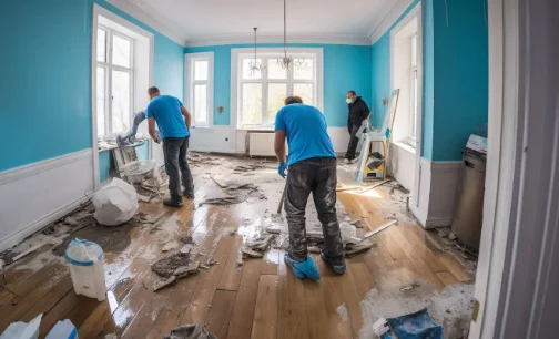 Men are giving Water damage Services  in garland